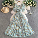 Crumlore Spun Dress Summer New Waists Thin Temperament Orange Trussed French Retro Punut Fairy