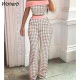 2 Piece Set Women Fashio Print Slash Neck Short-sleeved Top High-waisted Wide-leg Pants Suit Women 2 Piece Suit-Outfit