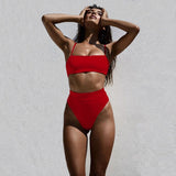 Sexy Bikinis Solid Push Up Bikini 2021 Hot Sale Padded Bra Straps High Waisted Swimsuit Female Swimwear Women's