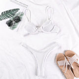 White Solid Sexy Bikinis Push Up Bikini 2020 Hot Sale Underwire Padded Bra Low Waist Swimsuit Female Swimwear