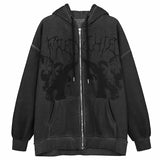 Angel Fairy Grunge Dark Print Cool Jacket Coat Women Hip-hop Streetwear Harajuku Anime Hoodies Coat Zipper Y2k Punk Girl