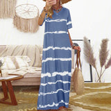 Striped Sundress ZANZEA 2022 Fashion Summer Printed Dress Short Sleeve Maxi Vestidos Female Casual Beach