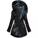 Winter Warm Wool Collar Cotton Clothes Women Zipper Long Sleeves Cotton Coat Hooded