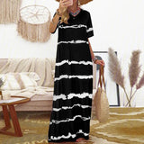 Striped Sundress ZANZEA 2022 Fashion Summer Printed Dress Short Sleeve Maxi Vestidos Female Casual Beach