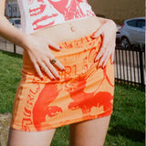 Vintage Graphic Print Pencil Skirt Y2K Aesthetic Indie Mini Skirt Women Summer Harajuku Gothic Bodycon E-girl