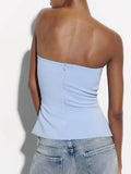 2023 Women Summer Sexy Bodysuits Tops Fashion Slim Solid Off shoulder Pleated Female Elegant Street Top Clothing-Outfit