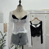 Shooting Hottie Hairy Denim Spliced Printed Vest With Bows Short Sleeveless Top