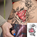 Temporary Tattoo Stickers Sexy Rose Heart-shaped Wreath Fake Tatto Waterproof Tatoo Back Leg Arm Belly Big Size for Women