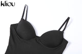 Kliou Patchwork Mesh Mini Dress Women Body-Shaping Strapless Solid Camisole Attirewear Sexy Cleavage Sleeveless Club Female