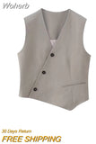 2023 Women Summer Vests Coats Fashion Casual Solid Single Breasted V-Neck Female Elegant Street Waistcoat Outerwear-Outfit