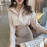 Spring Long Sleeve Casual Women's Tops and Blouses Korean Loose Blouse Women Shirt POLO Collar Lady Clothing Feminine