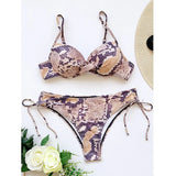 Sexy Snake Skin Bikini 2021animal Print Swimsuit Brazilian Push Up 2 Piece Set Swimwear Women Sunmmer Beach