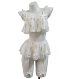 Summer New Sexy Lace Pajamas Women Pure Desire High-End Transparent Printing Home Three Sets Of