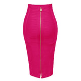 Quality Black Red Blue Orange Zipper Bodycon Rayon Bandage Skirt Day Party Pencil