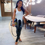 Kliou Ribbons Solid Street Style Tank Tops Women 2021 Summer Casual Sleeveless Sexy Skinny Slim Active Female Simple Hot
