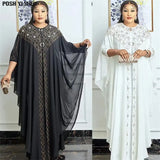 African Dress for Women Kaftan African Clothing Luxury Rhinestone Robe Femme Chiffon Evening Long Dress Africa Clothes-Outfit