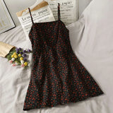 Dresses Women Leisure 3 Colors Floral Retro Aesthetic Elegant Students All-match Fashion Ladies Simple Summer
