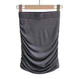 New Fashionable Wrinkle Stretch Slim Solid Color Skirt Summer Skirt Temperament Light Mature Bagged Hip Skirt Woman-Outfit