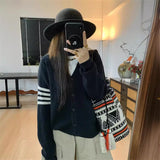 Woherb Age Reduction Soft Waxy V Collar Knit Cardigan Female Autumn Winter Show Thin Casual Women's College Wind Sweater Coat Female-Outfit