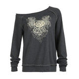 Woherb 2024 New Dark Wind Vintage Print Loose Jacket Diagonal Collar Hoodie Coat Female-Outfit