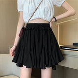 Women Pleated High Waist Fashion Solid Korean Style All-match Mini Summer Newest Simple Streetwear Holiday Female