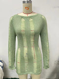 Woherb Sleeve Hollow Out Back Dress Sexy Tight Hollowed Out The New 2024 Spring / Summer Women's Dress-Outfit