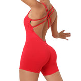 Woherb Honey Peach Hip Without Embarrassment Line Yoga Fitness Jumpsuit Show Back Up Hip Sports Jumpsuit Dancing Woman-Outfit