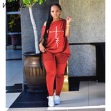 Basic Women 2pcs Set Faith Letter T-shirt and Leggings Pants Set Sweatsuit Tracksuit Two Piece Set Fitness Outfit 2023-Outfit