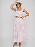 Women's Dress Striped Half-Dress Women's Holiday Style Skirt In The Long Umbrella