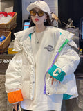 Winter Woman Coat Keep Warm Parkas Fashion Wide-waisted Warm White Hooded Loose Jacket Oversize Coat Cotton Jacket Top-Outfit