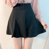 Skirts Women Simple All-match Sweet Lovely School Students Summer Korean Style A-Line Solid Empire High Elasticity Soft