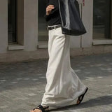 Woherb 2023 French New Milky White Commuter Skirt Loose Silhouette Thin Casual Skirt Woman-Outfit