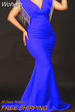 V-neck Bodycon Dress African Dresses For Women Summer Clothes Club Outfits Ankara Tassel Evening Party Robe Femme Clothing-Outfit