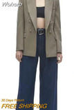 2023Women Spring Summer Blazers Suit Coats Fashion Solid Double Breasted Female Casual Street Elegant Outerwear Clothing-Outfit
