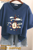100% Cotton M-6XL T Shirt Chinese Lute Print Tshirt Short Sleeve Women's Top Summer Couple V Neck Oversized T Shirts-Outfit
