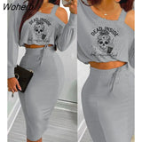 Women 2 Pieces Heart Print Crop Top & Drawstring Skirt Set 2022 Femme Pocket Design Suit Office Lady Overalls traf-Outfit