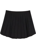 Gothiscyn White Shirts + Pu Vest + Mini Pleated Skirt Girls Short Sleeve Black Tie French Slim Women Summer Design Polo