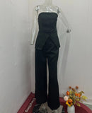 Woherb 2023 New Casual Fashion Suit Button Temperament Strapless Suit Pants-Outfit