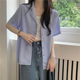 Colors Shirts Women Summer Thin Camisas Mujer Tops All-match Fashion Elegant Harajuku Solid Minimalist Holiday Aesthetic Chic-Outfit