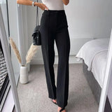 High Waisted Casual White Trousers Women Brown Stright Pants Office Lady Korean Style Women 2023 Pantalones De Mujer-Outfit