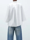 2023 Women Summer Shirts Blouses Tops Fashion Solid Pleated Loose Asymmetric Female Elegant Street Top Clothing-Outfit
