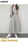 Women Ankle-length Tunic Bandage Solid Elegant Street BF Style Feminino Hipster Hot Sale Ulzzang Vacation V-neck Simple-Outfit