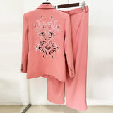 Early Spring New Fashion Embroidery Hollow Heavy Industry Embroidery Suit Straight Trouser