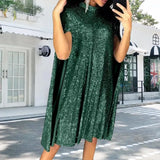 2025 New Small Tie-Collared Bright Dress Loose Women's
