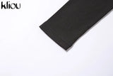 Kliou Knitted Stitching Mini Dress Women Hipster Skinny Three-Dimensional Decoration Bodycon Long Sleeve Turtleneck