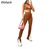 Autumn Solid Bra Womens Tracksuits Casual Crop Top Trouser Suits Sexy Set Women Clothes Yoga Fitness For Women Vamos Todos-Outfit