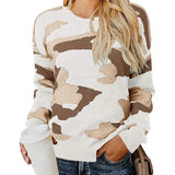 Sweater Women Autumn And Winter New Camouflage Leopard Sweater Round Collar Knitted Shirt