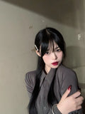 Sexy Shirts Skinny Grey Y2k Long Sleeve Pleated Elegant Chic Korean Fashion Streetwear Outer Wear Layer Top Office Lady