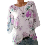 Plus Size S-5XL Blouse Loose Floral Print Slash Neck Blouse Pullover Tops Shirt womens tops and blouses camisas mujer