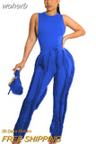 Two Piece Set Womens Outfits Sexy O Neck Tank Top + Drawstring Pants Skinny Tracksuit Women Casual Streetwear Club Suits-Outfit